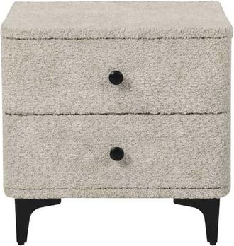 Global Interiors Design Nachtisch Art Deco, Bouclé Greige