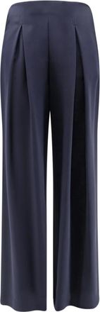 Max Mara Wijde broek - Dames - Wijde Broeken - Blauw - 2XS - Leer - Broeken