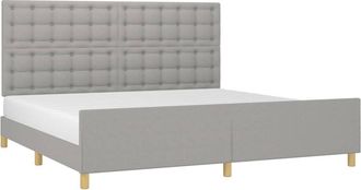 vidaXL Cama Sin Colch&oacute;n Tela Gris Claro 200x200 Cm Vidaxl