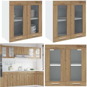 vidaXL Pensile da Cucina Lyon Anta in Vetro Rovere Artigianale - Armadio da cucina - Armadio a parete