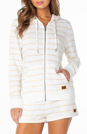 Roxy Perfect Wave Stripe Hoodie in Curry at Nordstrom, Size Xx-Large
