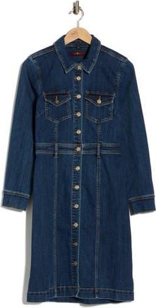 7 For All Mankind Long Sleeve Denim Shirtdress in Lapis at Nordstrom Rack, Size Xx-Small
