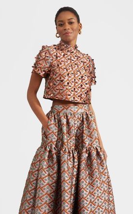 La DoubleJ Juliet Crop Top Embroidered in Absinthe Pale Pink at Nordstrom, Size X-Small It