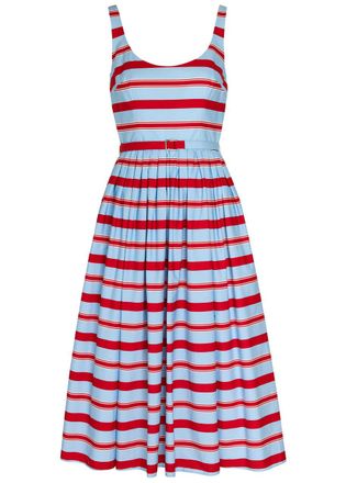 Emilia Wickstead Rhea Striped Belted Cotton Midi Dress - Multicoloured - 16 (UK16 / XL)