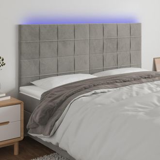 vidaXL Cabecero Con Luces Led Terciopelo Gris Claro 160x5x118/128 Cm Vidaxl
