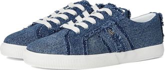 Lauren Ralph Lauren Janson Frayed Denim Sneakers Womens Shoes Oxford Blue : 8.5 B - Medium, Rubber/Synthetic