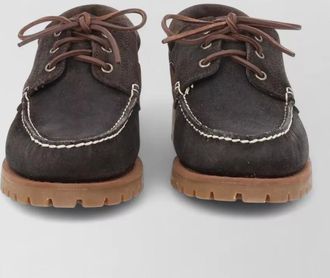 Sebago boat shoes round toe contrast stitching rubber sole