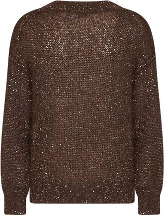 Brunello Cucinelli Womens Cotton Knit Sweater Dark Chocolate Brown