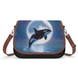 Generic Orca Whale Ocean Moon Fashion Womens Crossbody Bags Novelty Handbag Shoulder Bag Purse
