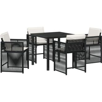 vidaXL Conjunto De Comedor De Jard&iacute;n 5 Pcs Negro Rat&aacute;n Sint&eacute;tico Vidaxl