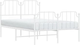 vidaXL Vidaxl - Estructura Cama Sin Colch&oacute;n Con Estribo Metal Blanco 120x200 Cm