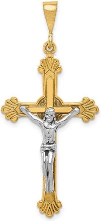 Diamond2Deal 14k Two-tone Gold Crucifix Pendant