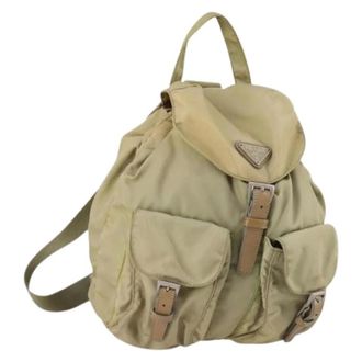 Prada Pre-owned Backpacks, female, Beige, Size: ONE SIZE Pre-owned Nylon Backpack
