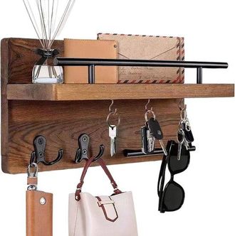 No Brand Llavero De Pared Con Ganchos, 32 X 18 X 13 Cm, Llavero De Madera, Perchero De Pared Para El Pasillo, Multifuncional/pr&aacute;ctico, Apto Para Llaves