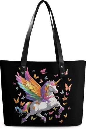 Generic Colorful Un-icorns Butterflies Tote Bags for Women Cute Shoulder Purses Handbags