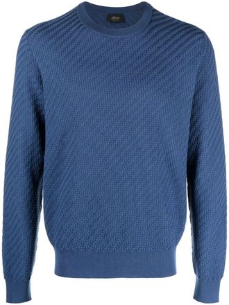 Brioni textured ribbed-trim jumper - Blue