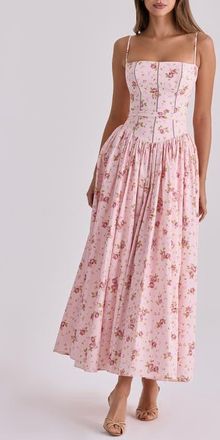 House of CB Ysabella Floral Maxi Sundress in Pink Vintage at Nordstrom, Size X-Small A