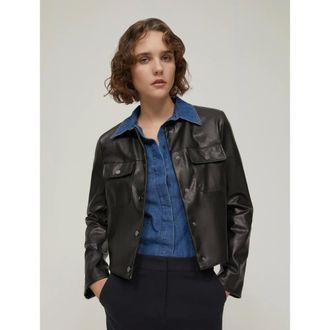 Pennyblack Leather Jackets, female, Black, XS, Giacca in jersey spalmato effetto ecopelle