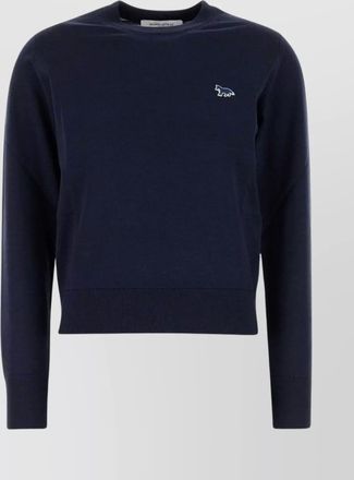 Maison Kitsun&eacute; merino wool m&eacute;lange ribbed-knit crew-neck jumper