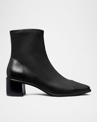 Tory Burch Cap-Toe Leather Ankle Boots