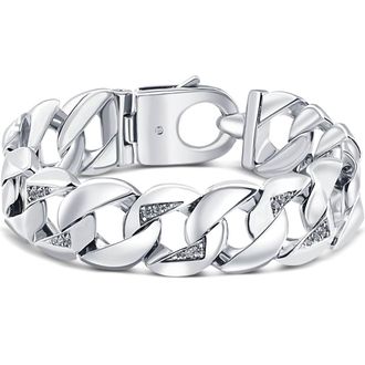 Pompeii3 Mens 14k Gold (147gram) or Platinum (276gram) 20mm Diamond Bracelet 9