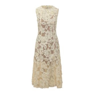 Self Portrait Midi Dresses, female, Yellow, Size: 2XS Crochet-lace Midi Dress
