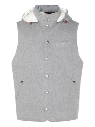 Brunello Cucinelli hooded buttoned gilet - men - Wool - M - Grey