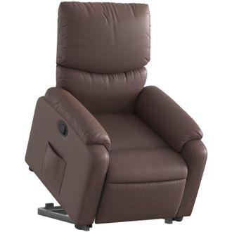 vidaXL Sill&oacute;n Reclinable Elevable Cuero Sint&eacute;tico Marr&oacute;n Vidaxl
