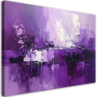 Feeby Cuadro Sobre Lienzo Abstracci&oacute;n Violeta A La Luz De La Noche 100x70