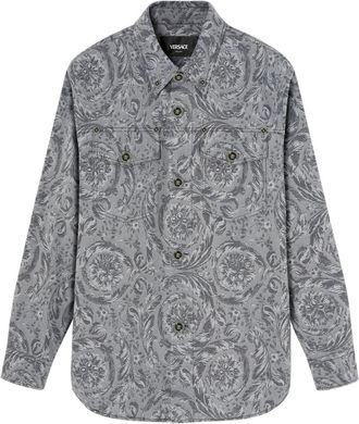 Versace Barocco jacquard gabardine overshirt - men - Cotton - 50 - Grey