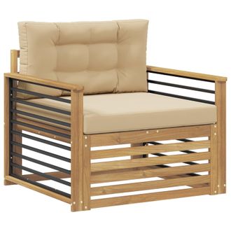vidaXL Sof&aacute; De Exterior Poli&eacute;ster Blanco Y Beige Vidaxl