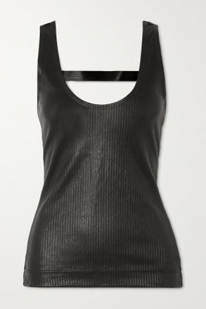Givenchy Paneled Ribbed Leather And Cotton-blend Jersey Tank - Nero