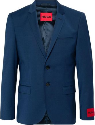 HUGO BOSS single-breasted wool-blend blazer - men - Elastane/Polyester/Virgin Wool/Polyester/Elastane - 50 - Blue