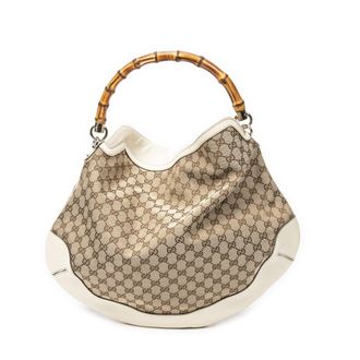 Gucci Pre-owned Womens Peggy Bamboo Handle Hobo Shoulder Bag - Beige - One Size