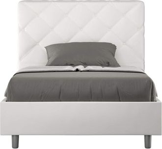 Itamoby Itamoby - Letto matrimoniale francese con rete imbottito 140x200 similpelle bianco Priya