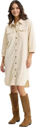 In Front Overhemdjurk - Dames - Shirt Kleedjes - Beige - L - Kleedjes
