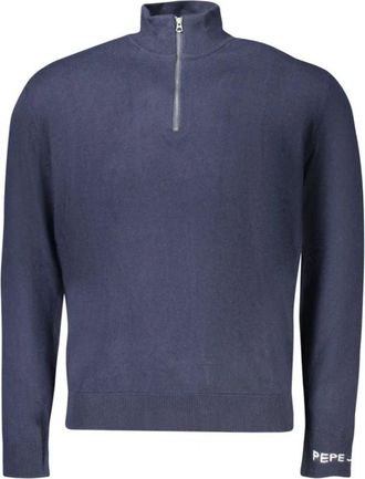 Pepe Jeans London Sweater met halve rits - Heren - Coltruien - Blauw - L - Katoen - Truien & Vesten