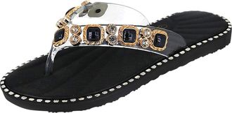 Generic Sparkly Sandals for Women,Womens Ladies Sandals Glitter Sliders Summer Thong Sandal Flat Sandal for Women Sparkly Shoes Flip-Flop,Beach Pool Shoes Non