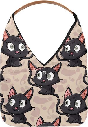 Generic Cute Black Cat Reusable Lightweight Grocery Bags - Foldable Into Compact Pouch, Washable & Sturdy, Multipurpose for Shopping and Travel