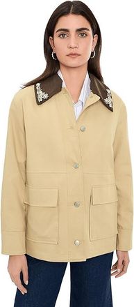 Avec Les Filles Barn Jacket With Embellished Collar Womens Jacket Light Camel : LG, Cotton/Down/Lyocell