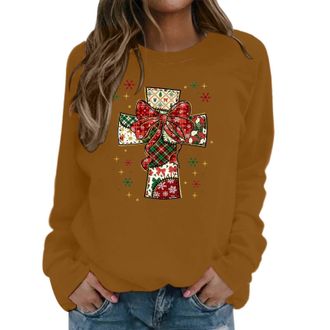 Generic Funny Xmas Jumpers Women Christmas Sweatshirt Plus Size Ladies Sweatshirts and Hoodies Jumpers for Women Uk Winter Christmas Sweaters Humorous Pattern