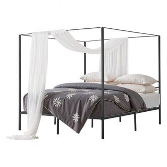 OEM Marco De Cama Con Dosel De Tama&ntilde;o King, Dise&ntilde;o De 4 Postes De Metal 2095 X 1930 X 1830 Mm Soporte De L&aacute;minas De Acero Resistente Espacio De Almacenami