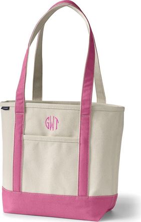 Lands End Open Top Long Handle Canvas Tote Bag in Natural/fresh Pink at Nordstrom, Size X-Large