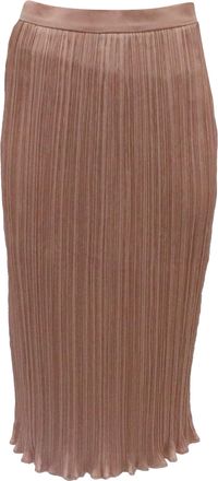 Max Mara Emmy Pleated Midi Skirt in Beige Polyester