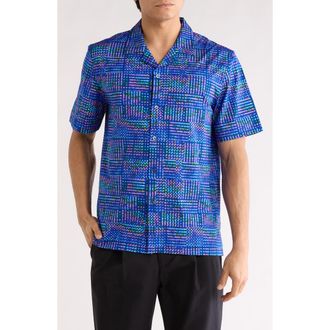 Bugatchi Cole OoohCotton Short Sleeve Button-Up Shirt in Night Blue at Nordstrom Rack, Size Xxx-Large