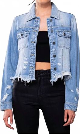 Hidden Jeans Distressed Jean Jacket In Light Blue