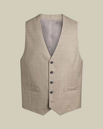 CHARLES TYRWHITT Ultimate Performance Sharkskin Waistcoat - Limestone Size w38 by Charles Tyrwhitt