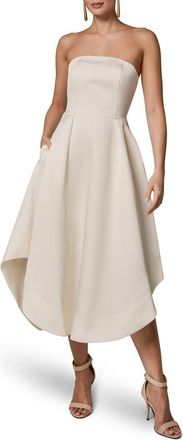 DKNY Strapless Satin Gown in Cream at Nordstrom, Size 10