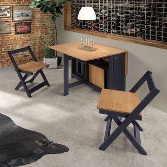 Seconique Santos Butterfly Dining Set in Dark Navy