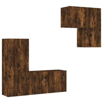 Berkfield Home 4 Piece TV Wall Units Smoked Oak Engineered Wood in Brown
